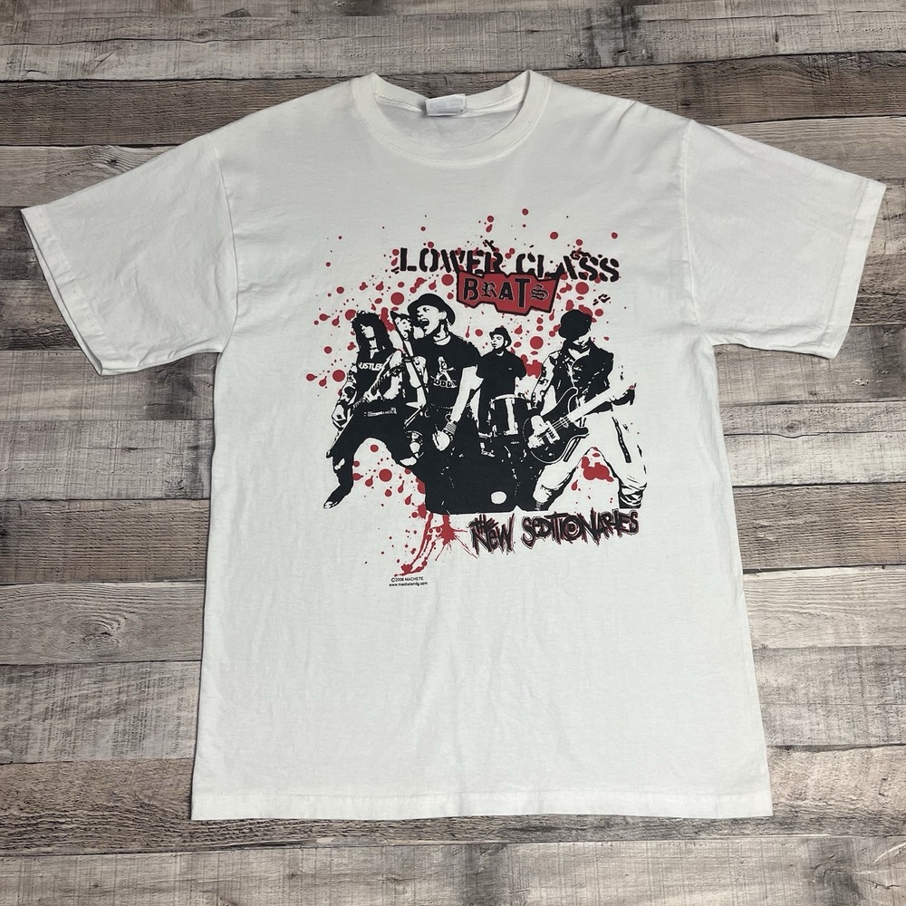 Lower Class Brats Shirt Size Medium White Vintage New Seditionaries Band Tee Y2K